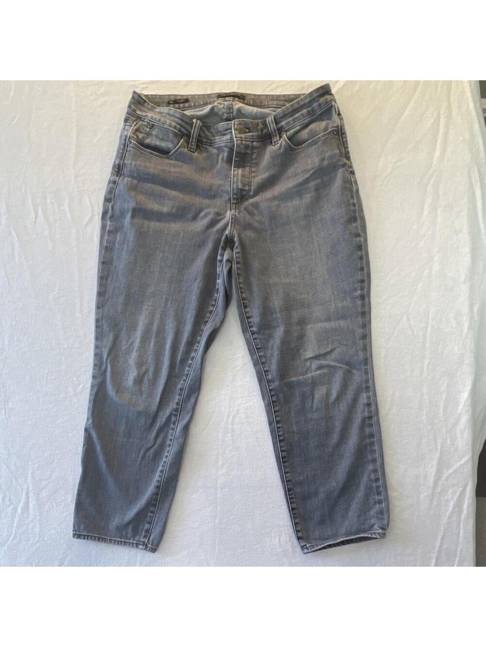 Talbots Flawless Five-Pocket Slim Ankle Denim Jeans Gray Button Zip Women